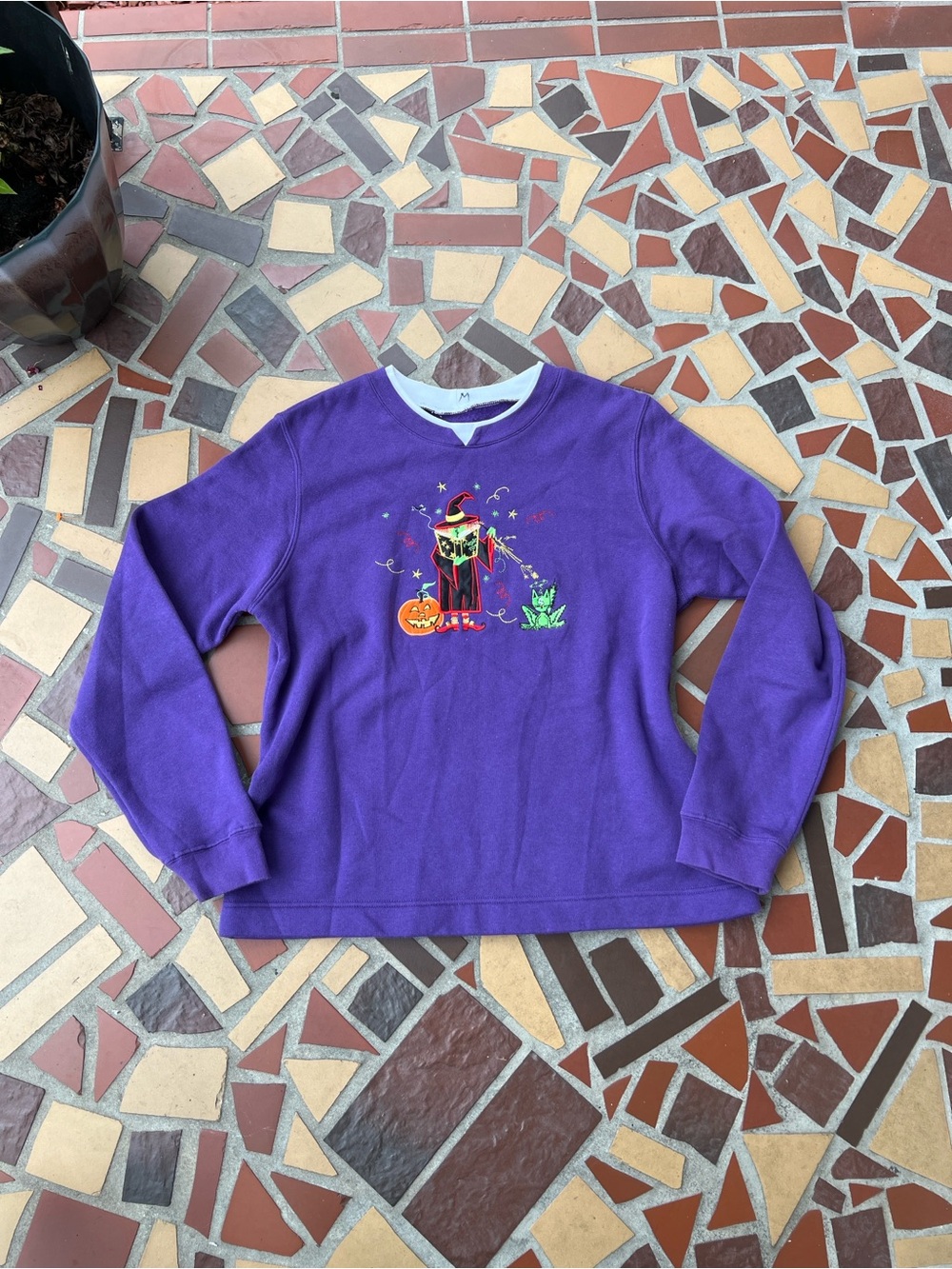 Vintage White Stag Halloween Purple Crewneck Sweatshirt